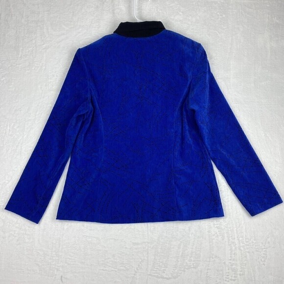 Notations Jacket Womens Medium Petite Blue Black Lightweight Full Zip Casual - Picture 4 of 6